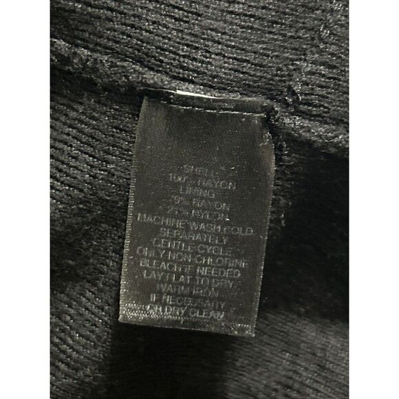 WHBM Tiered Pointelle Sweater Top Size Medium Black Cap Sleeve Ruffle Lace - Picture 6 of 7